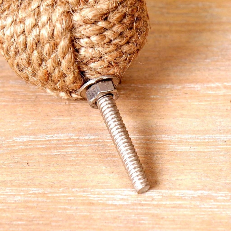 THOR INSTRUMENTS Jute Rope Door Knobs/Rope Knot Drawer Pulls and Knobs/Pull and Push Handle Knobs for Cabinets, Wardrobes & Cupboards/Nautical Hardware Decor, 25 mm, Set of 6 Rustic Vintage Home Decor Gifts - Image 3